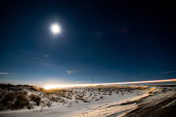 Long exposure winter landscape with snow