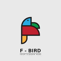 modern bird initial F logo icon