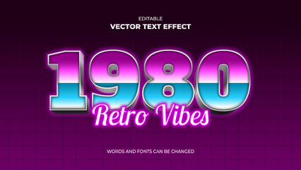 1980 editable text effect with retro style