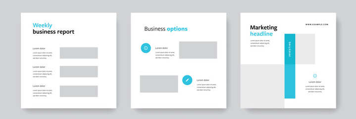 Naklejka na meble Minimal social media layouts for business, creative square editable template layout set with place for photos and negative copy space, digital marketing graphics