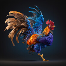 A Beautiful And Colorful Body Rooster Generative AI