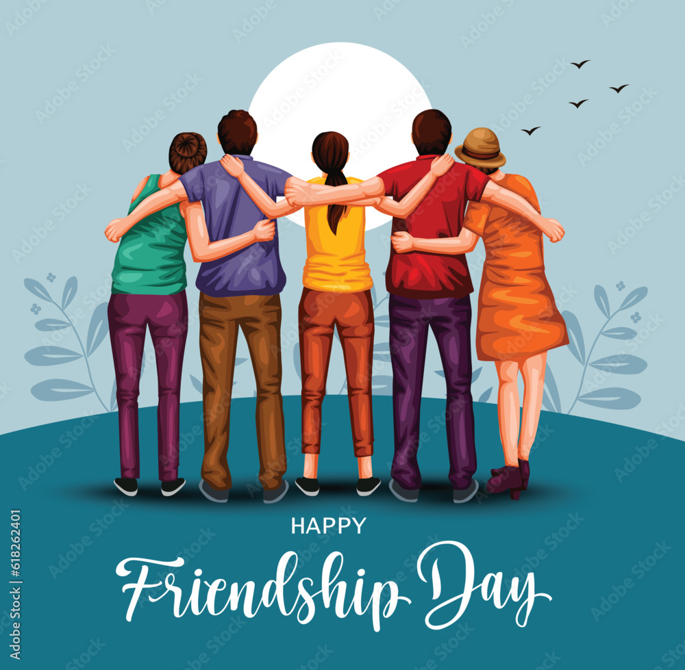 Friendship Abstract friedshipHappy international friendship day greeting card, back view of ...