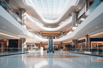 Wall Mural - Contemporary shopping mall interior. Indoor space of  modern shopping center. 