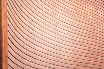 Fototapete - Abstract modern architecture, Close up of a building made entirely with wooden planks.