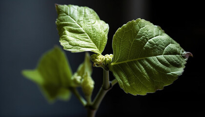 Sticker - Fresh green leaves on branch, nature beauty generated by AI