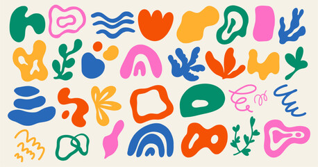 set of different abstract shapes and patterns. hand drawn doodles. modern fashion illustration. flat