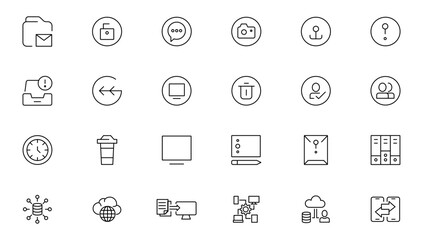 Programming coding icon set. Software development icon collection. Programmer and developer symbol vector illustration