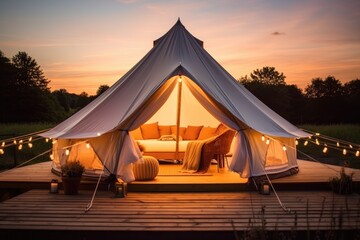 Wall Mural - luxury retail glamping tent mind training camping AI Generated