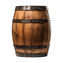 Old Wooden Barrel Isolated - Generative AI