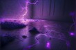 purple lightning strikes imate in jell cell Glowing purple cracks on the broken floor 