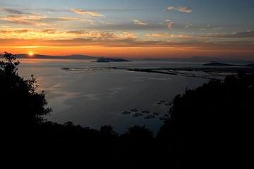 Sticker - Sunset over Porto Skrofa in the Acheleoos Delta, Greece // Sonnenuntergang über Porto Skrofa im Acheleoos-Delta, Griechenland 