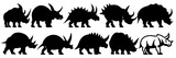 Fototapeta Dinusie - Dinosaur silhouettes set, large pack of vector silhouette design, isolated white background