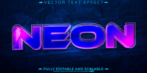 Wall Mural - Cyber neon text effect, editable future and fiction font style