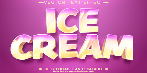 Ice cream text effect, editable soft and pink text style