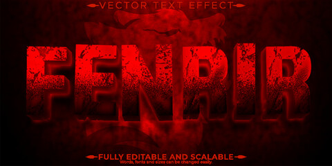 Wall Mural - Wolf text effect, editable fenrir and viking text style