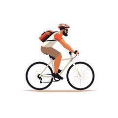 Wall Mural - man riding bicycle vector flat minimalistic isolated illustration