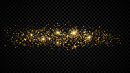 Wall Mural - the dust sparks and golden stars shine with special light. vector sparkles on a transparent backgrou