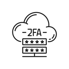 Leinwandbilder - 2FA authentication and two factor verification vector icon of secure registration. 2FA authentication password code or activation certificate for mobile phone or computer cloud data security