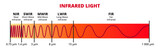 Fototapeta  - Vector illustration of infrared light IR. Regions within the infrared – near-infrared, short wave, mid-wave, long-wave, and far-infrared. Science, electromagnetic thermal radiation. Infrared laser.