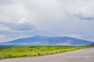 the state of Idaho colorful mountain landscape and cloud in spring