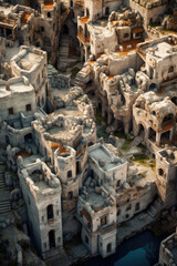 Wall Mural - old abandoned ruined middle age city - by generative ai