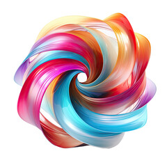 Wall Mural - a dynamic spiral composed of intertwining abstract shape, 3d render style, isolated on a transparent