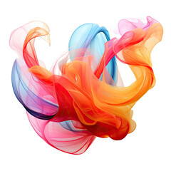 Wall Mural - a swirl of vibrant neon colors abstract shape, 3d render style, isolated on a transparent background