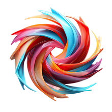 A Dynamic Spiral Composed Of Intertwining Abstract Shape, 3d Render Style, Isolated On A Transparent Background, Generative Ai