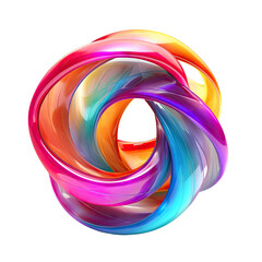 Wall Mural - a dynamic spiral composed of intertwining abstract shape, 3d render style, isolated on a transparent