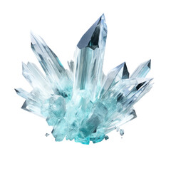 Poster - blue formation of levitating crystalline shards abstract shape, 3d render style, isolated on a trans