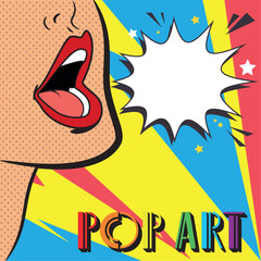 Sexy woman facial expression pop art style Vector