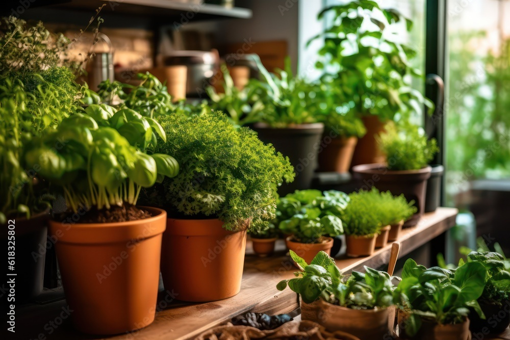 View of microgreens in the kitchen. Healthy eating concept. Fresh garden ...