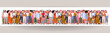 ©  HourGlass - Diverse people standing together group man and woman of different nationality and ages. Social diversity or population. Teamwork, togetherness, friendship concept. Cartoon characters.