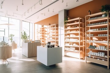 Wall Mural - photo of inside empty skincare shop Photography AI Generated