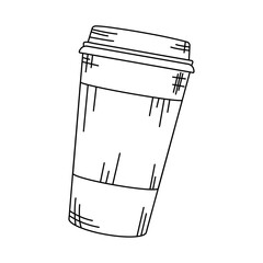 Poster - Isolated retro coffee plastic cup sketch Vector