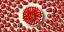 Strawberry pie cake blurred background, AI Generateand