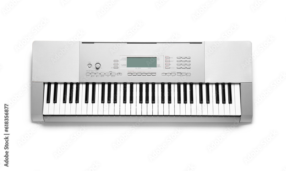 Modern synthesizer keyboard isolated on white background