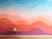 Modern And Elegant Interior Design With Multi Coloured Wallpaper, Generative Ai