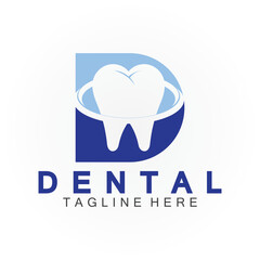 Wall Mural - Initial D letter with Dental icon shaped inside vector logo design illustration suitable for dental health, clinic dentist, dental care.