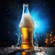 A bottle of beer on a blurred background