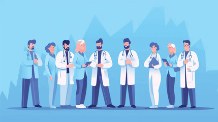 vector illustration group doctors hospital communication making scientific experiments diverse medic