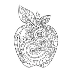 Mandala floral pattern made in mehndi style in form of apple fruit. Apple mandala.