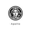 Apollo, god of Greek mythology vector emblem icon illustration
