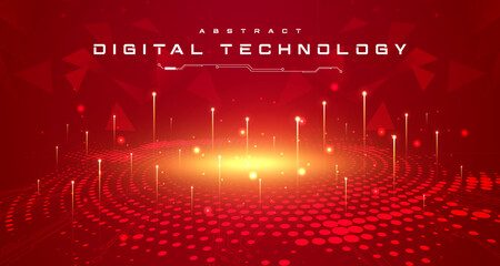 Digital technology global speed internet network connection red background, cyber information, abstract map connect communication, innovation metaverse futuristic tech, Ai big data, illustration 3d