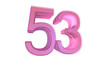Creative design pink 3d number 53