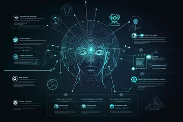 business woman with biometric facial identification.AI generated