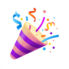 vector icon party popper. cartoon emoji of birthday confetti explosion. simple minimal illustration 