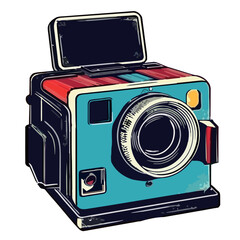 Sticker - Old fashioned camera lens captures simplicity