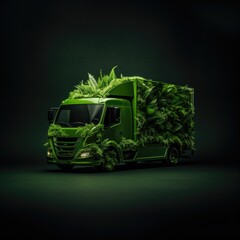 Wall Mural - Green truck eco logistic concept.