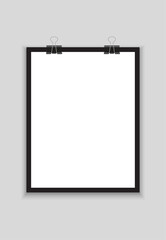 Aufkleber - Vector picture frames on white background. mock up frame photo. Blank frame hanging on a clip